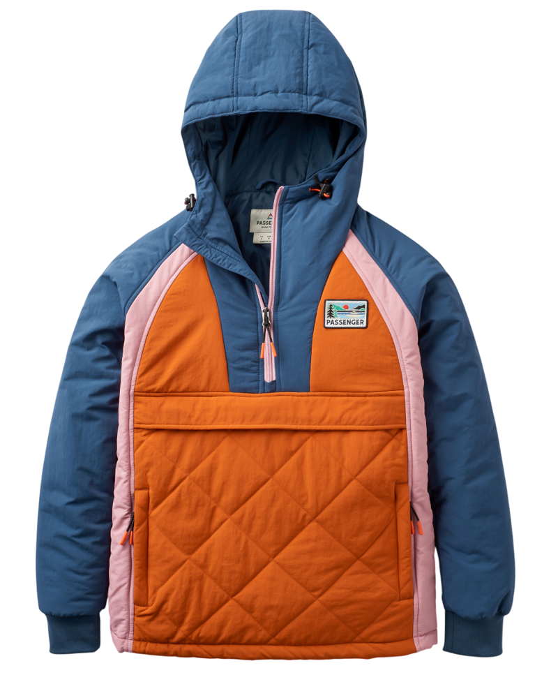 Passenger Women's Ocean 2.0 Recycled Insulated 1/2 Zip Jacket in Dark Denim/Sunset Orange