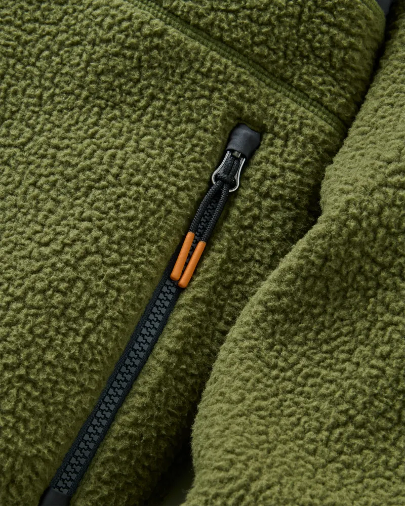 Passenger Men's Offgrid Full Zip Hooded Sherpa Fleece in Khaki-3