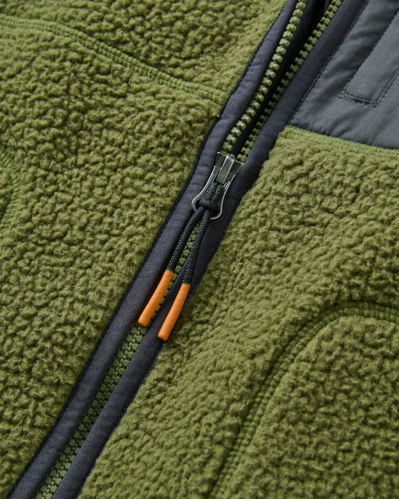 Passenger Men's Offgrid Full Zip Hooded Sherpa Fleece in Khaki-5