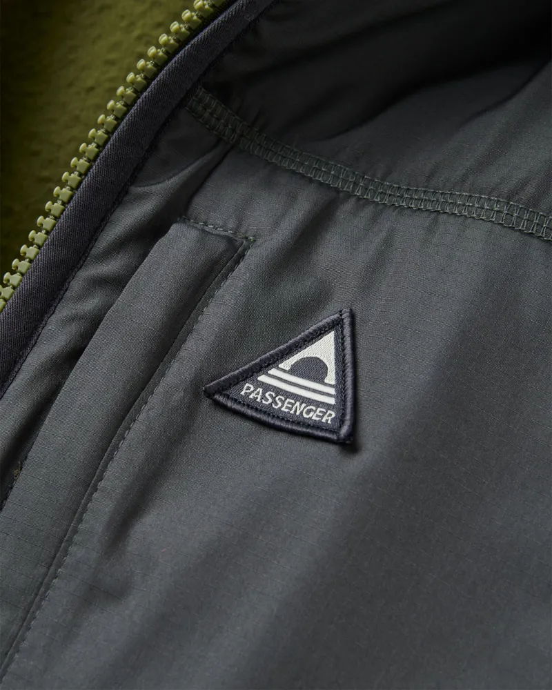 Passenger Men's Offgrid Full Zip Hooded Sherpa Fleece in Khaki-2