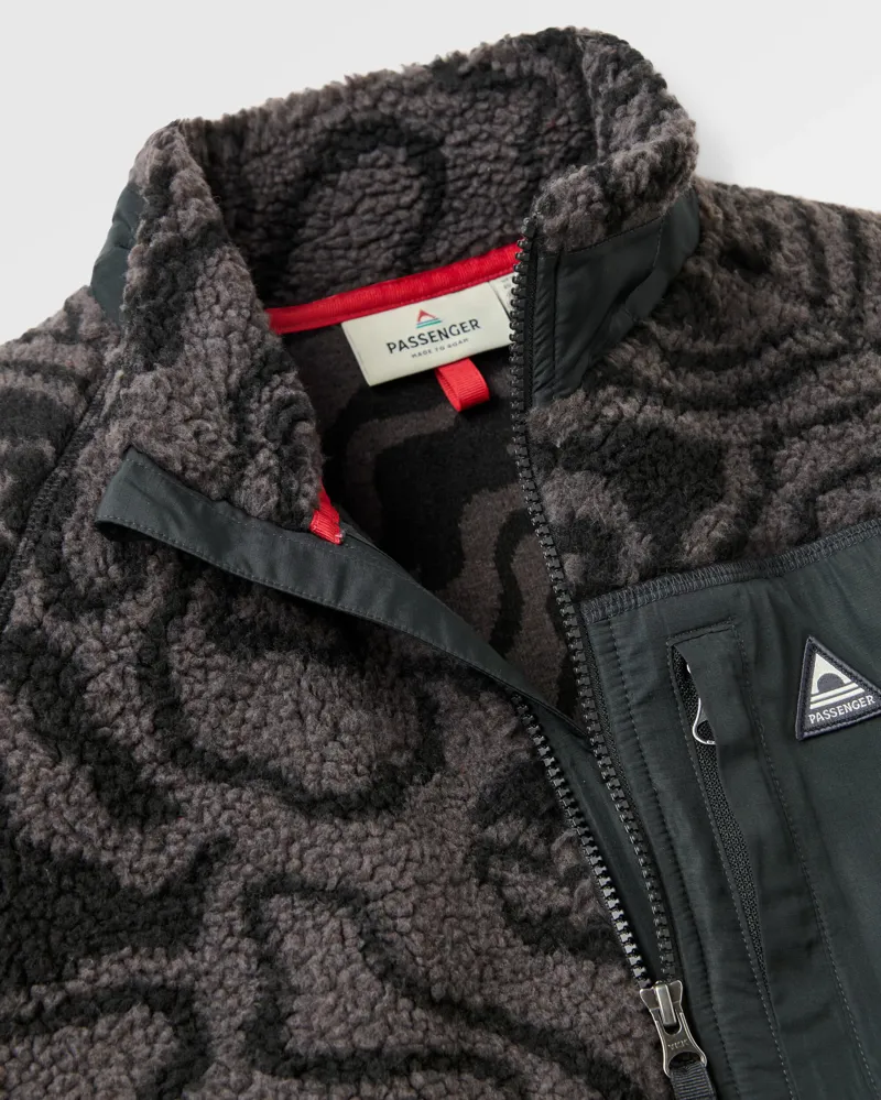 Passenger Men's Offroad Sherpa 1/2 Zip Fleece in Strata Swirl Black-1