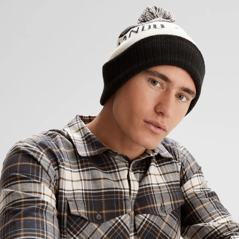 Kathmandu MTN Skies Pompom Beanie in Black/White-4