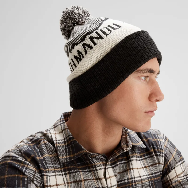 Kathmandu MTN Skies Pompom Beanie in Black/White-3