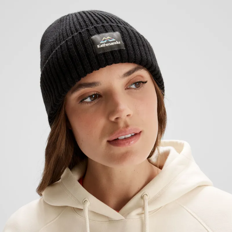 Kathmandu Badge Beanie in Black-3