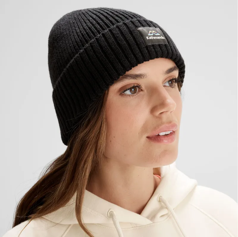 Kathmandu Badge Beanie in Black-2