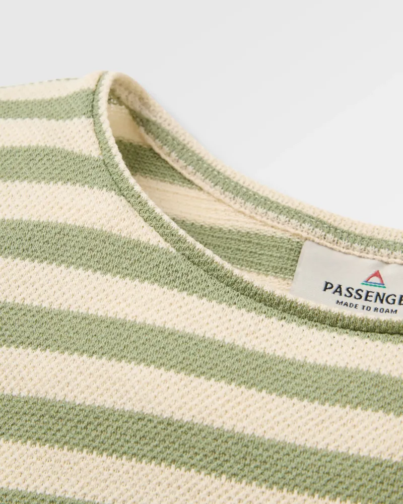 Passenger Women's Panorama Striped Long-Sleeved T-Shirt in Stem Green-1