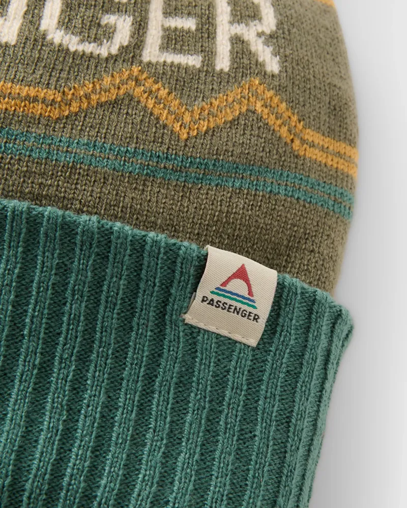 Passenger Logo Bobble Hat in Dusty Olive-2