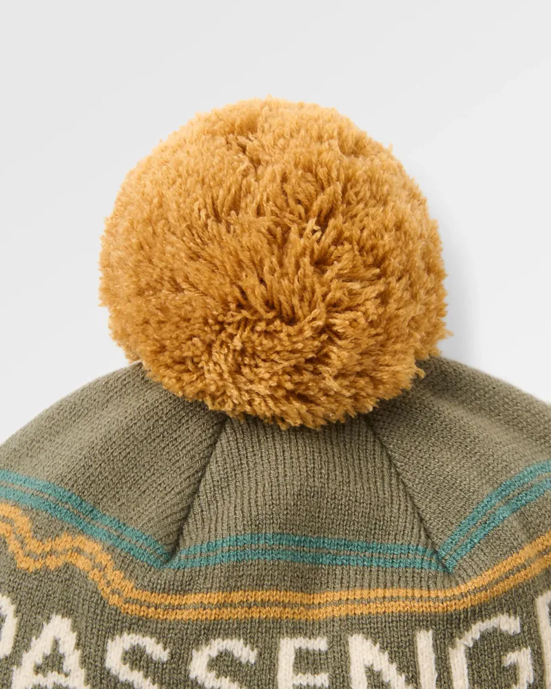 Passenger Logo Bobble Hat in Dusty Olive-1