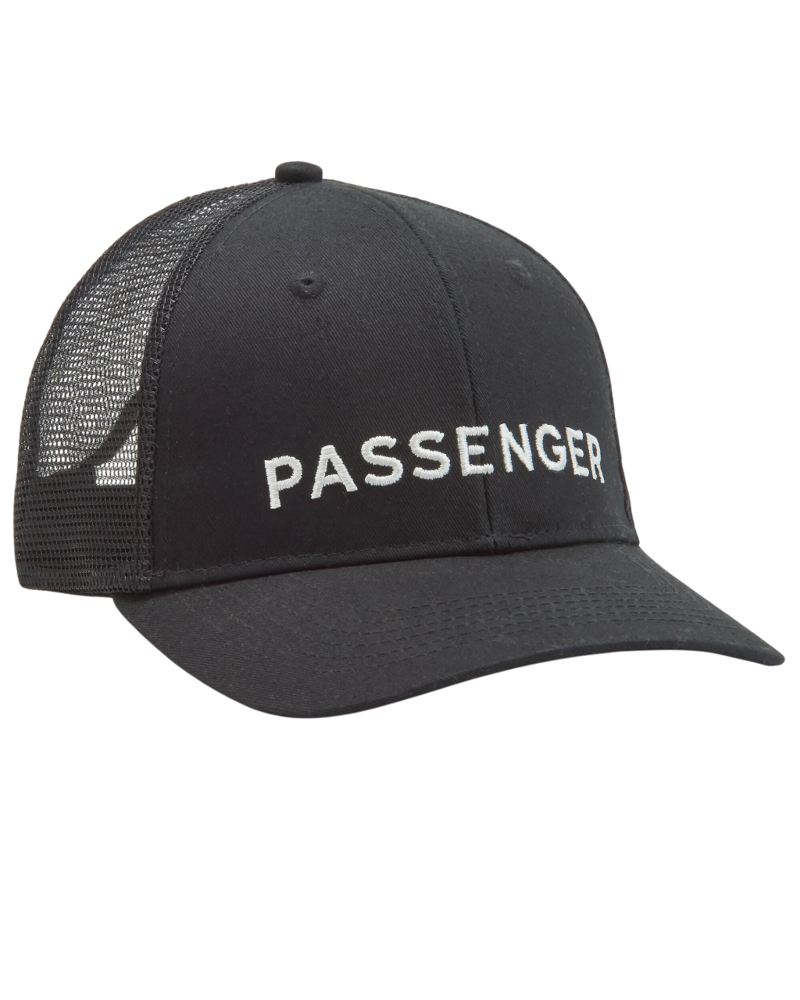 Passenger Organic Cotton Trucker Cap in Black.