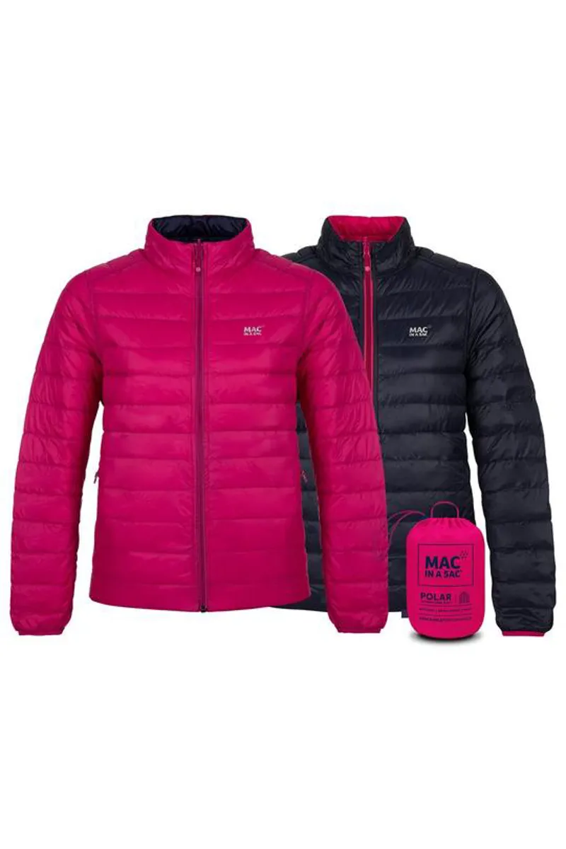 Mac In A Sac Polar Reversible Packable Womens Down Jacket in Fuschia/Navy