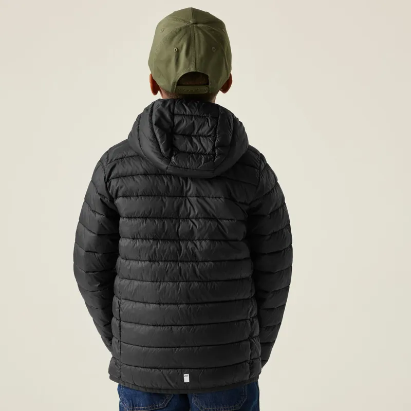 Regatta Kid's Hooded Marizion Baffled Jacket in Black-3