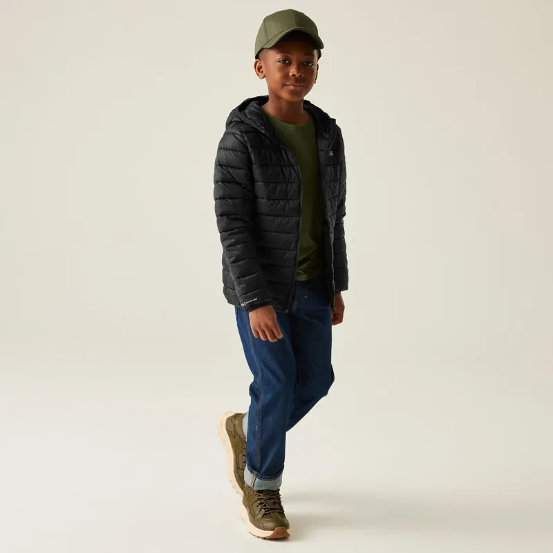 Regatta Kid's Hooded Marizion Baffled Jacket in Black-4