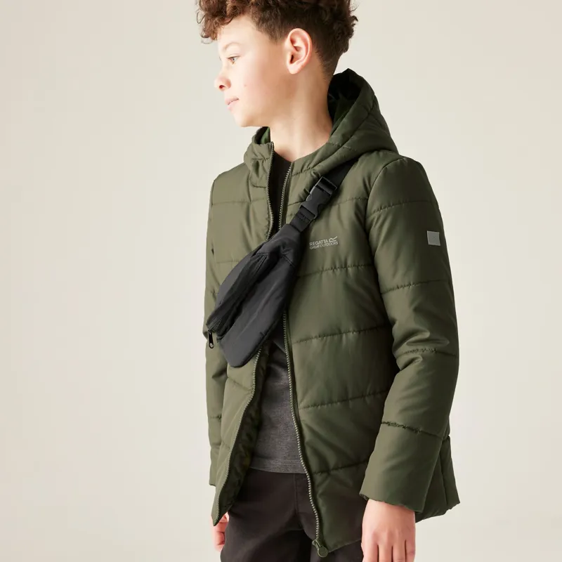 Regatta Kid's Halkner Quilted Jacket in Olive Night-6