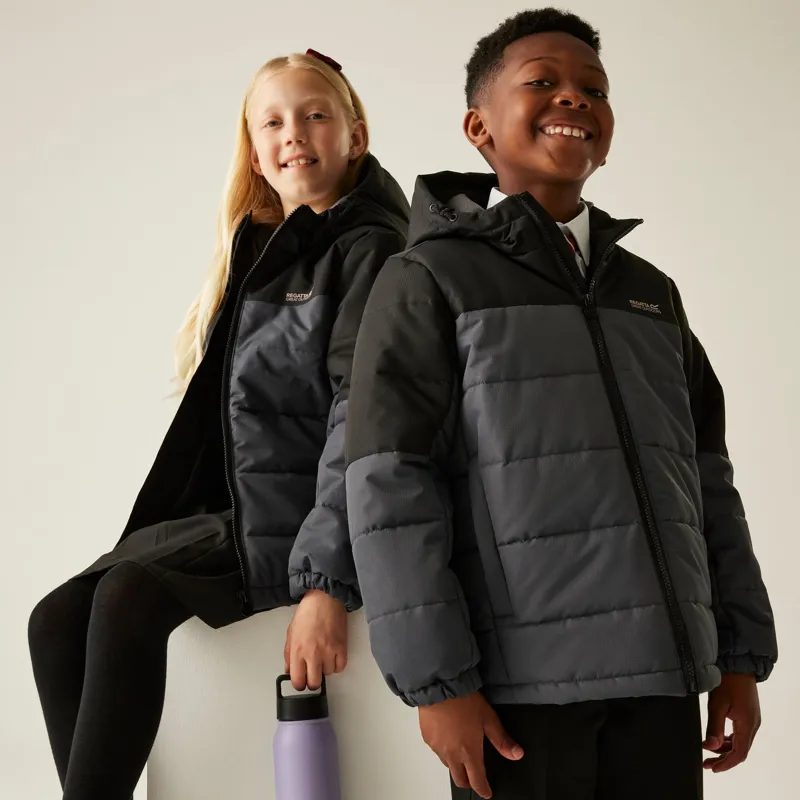 Regatta Kid's Lofthouse Insulated Jacket in Black/Seal Grey-4