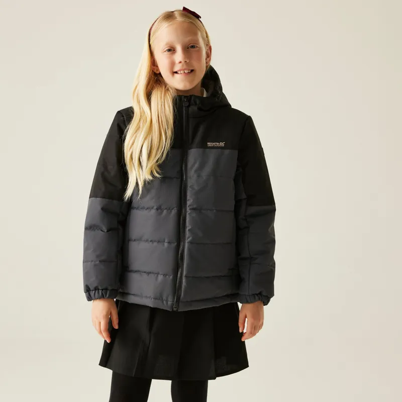Regatta Kid's Lofthouse Insulated Jacket in Black/Seal Grey-5