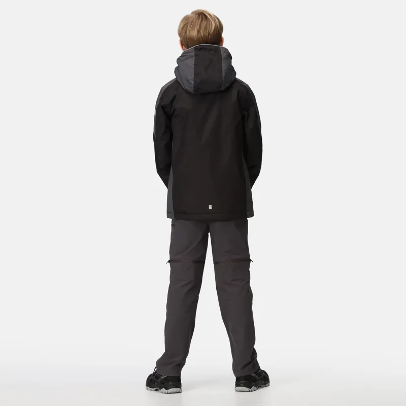Regatta Kid's Hurdle IV Waterproof Insulated Jacket in Black/Seal Grey-3