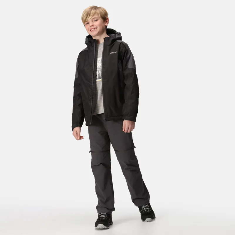 Regatta Kid's Hurdle IV Waterproof Insulated Jacket in Black/Seal Grey-4