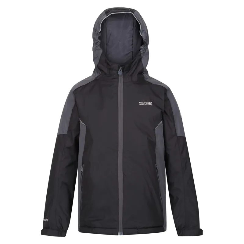 Regatta Kid's Hurdle IV Waterproof Insulated Jacket in Black/Seal Grey