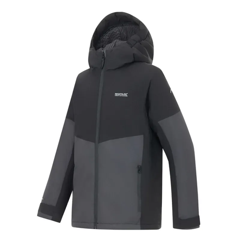 Regatta Kid's Hillain Warm Lined Jacket in Black/Ash-1