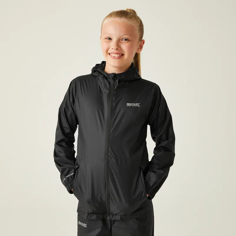 Regatta Kid's Pack It III Waterproof Jacket in Black-3