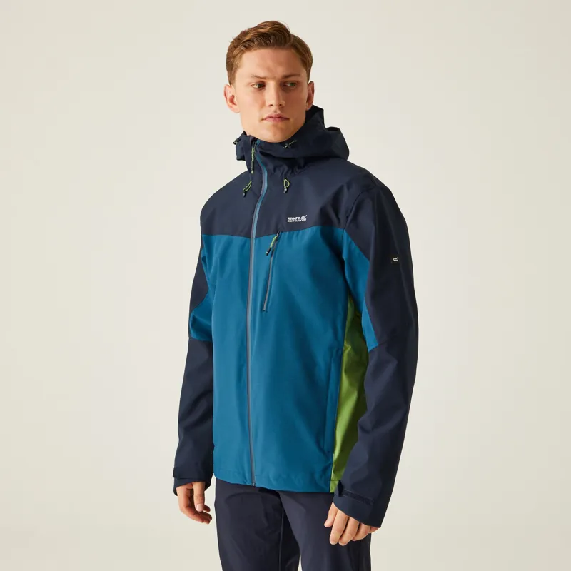 Regatta Men's Birchdale Waterproof Jacket in Moroccan Blue/Navy/Piquant Green-3