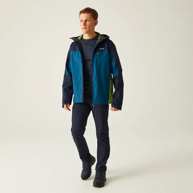 Regatta Men's Birchdale Waterproof Jacket in Moroccan Blue/Navy/Piquant Green-5