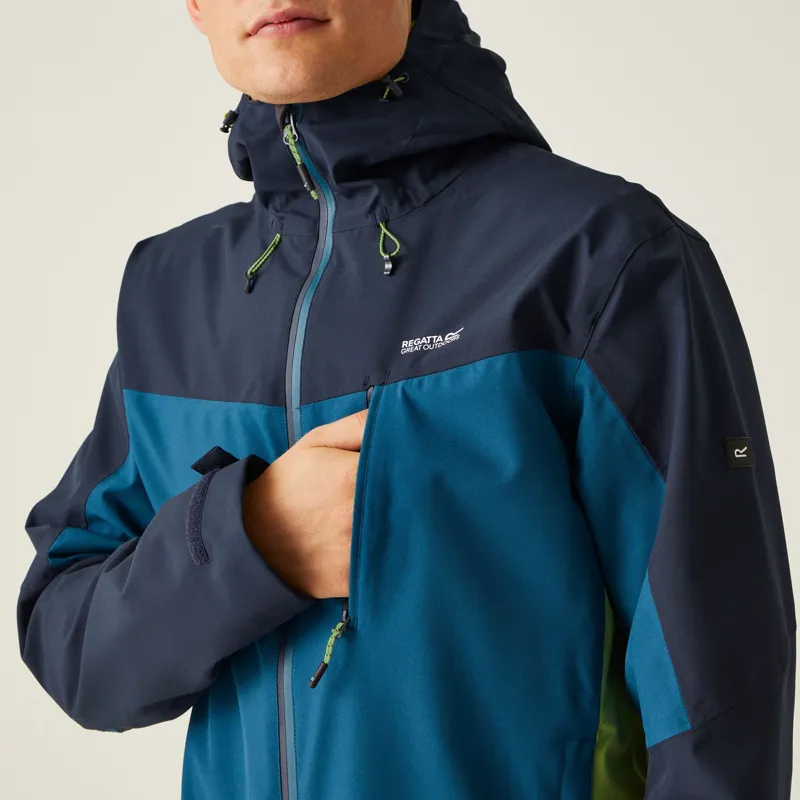 Regatta Men's Birchdale Waterproof Jacket in Moroccan Blue/Navy/Piquant Green-6