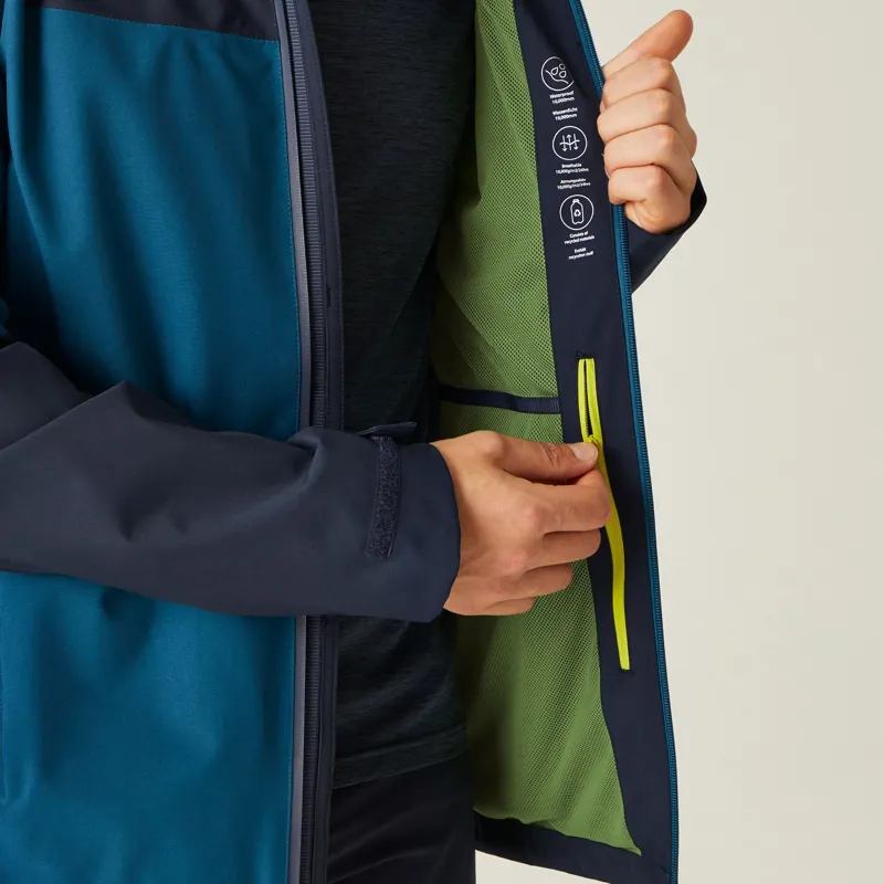 Regatta Men's Birchdale Waterproof Jacket in Moroccan Blue/Navy/Piquant Green-7