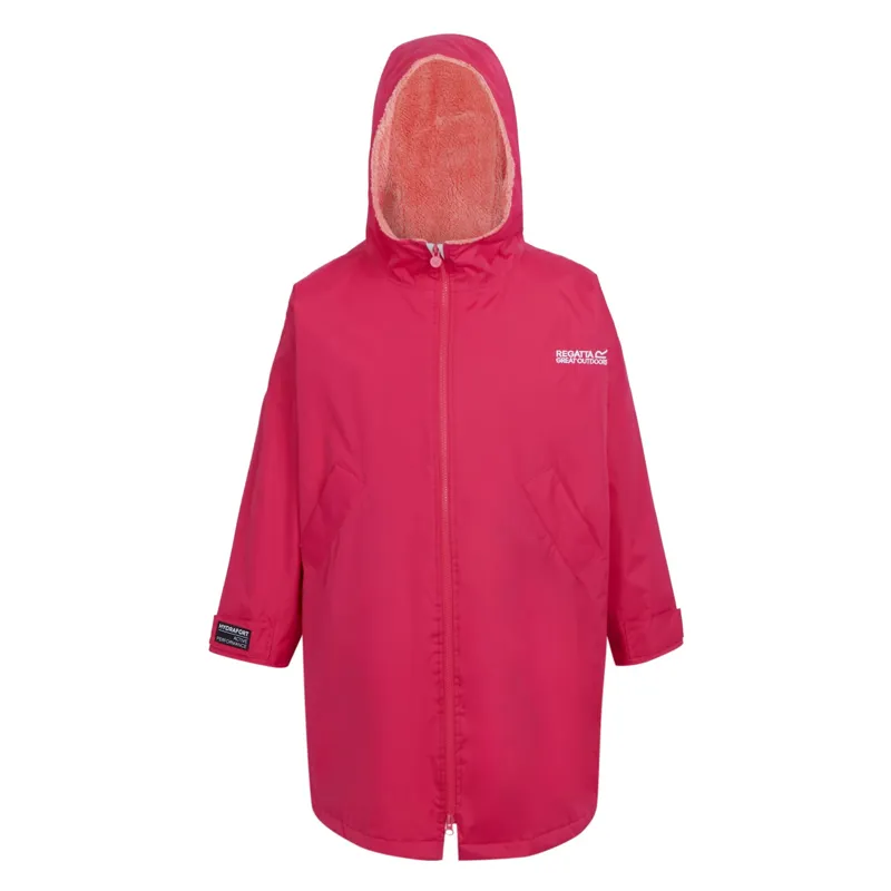 Regatta Junior Waterproof Changing Robe in Pink Potion/Shell Pink