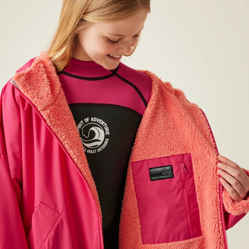 Regatta Junior Waterproof Changing Robe in Pink Potion/Shell Pink-6