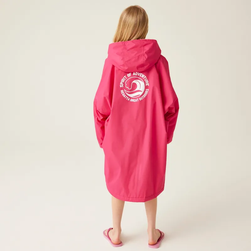 Regatta Junior Waterproof Changing Robe in Pink Potion/Shell Pink-3