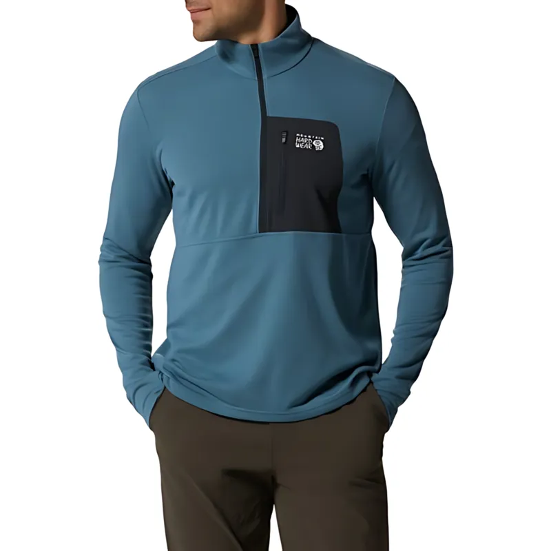 Mountain Hardwear Men's Rogue Pursuit 1/4 Zip T-Shirt in Caspian Blue