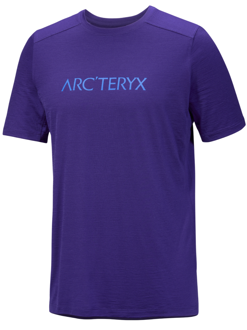 Arc'teryx Men's Ionia Merino Wool Arc'Word Logo SS in Soulsonic/Electra