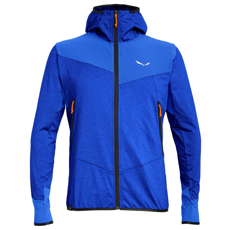 Salewa Men's Agner Hybrid Polarlite Durastretch Hooded Jacket in Blue Electric Melange