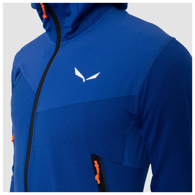 Salewa Men's Agner Hybrid Polarlite Durastretch Hooded Jacket in Blue Electric Melange-4