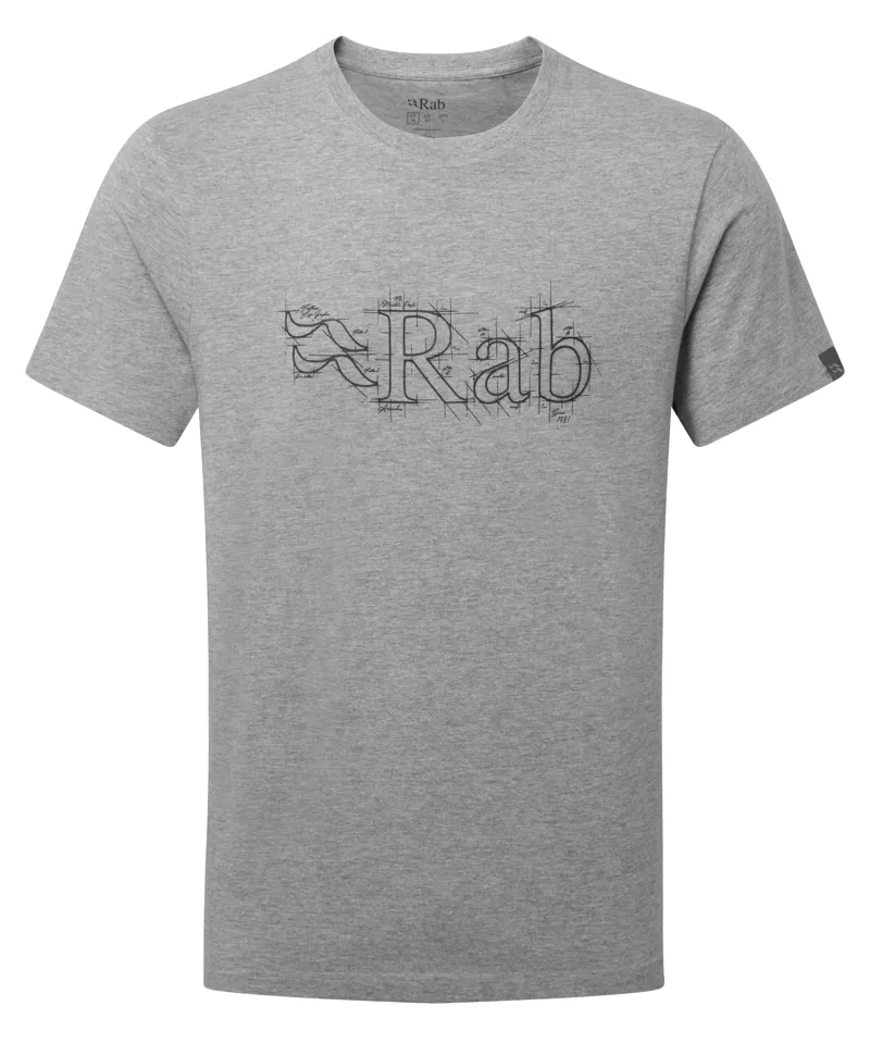 Rab Men's Stance Sketch Organic Cotton Short Sleeve T-Shirt in Grey Marl