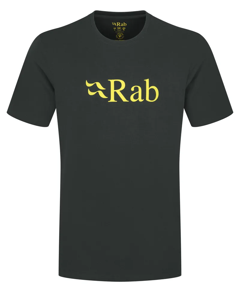 Rab Men's Stance Logo Tee in Beluga/Pollen