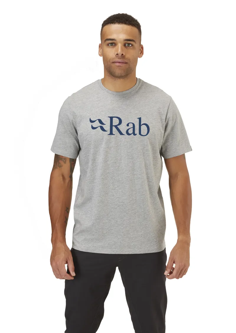 Rab Men's Stance Logo Organic Cotton Short Sleeve T-Shirt in Grey Marl-1