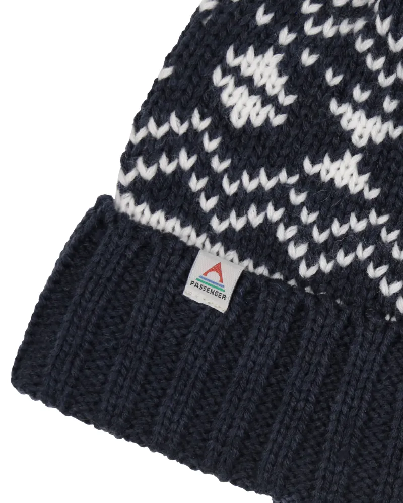 Passenger West Coast Recycled Bobble Hat in Rich Navy-2