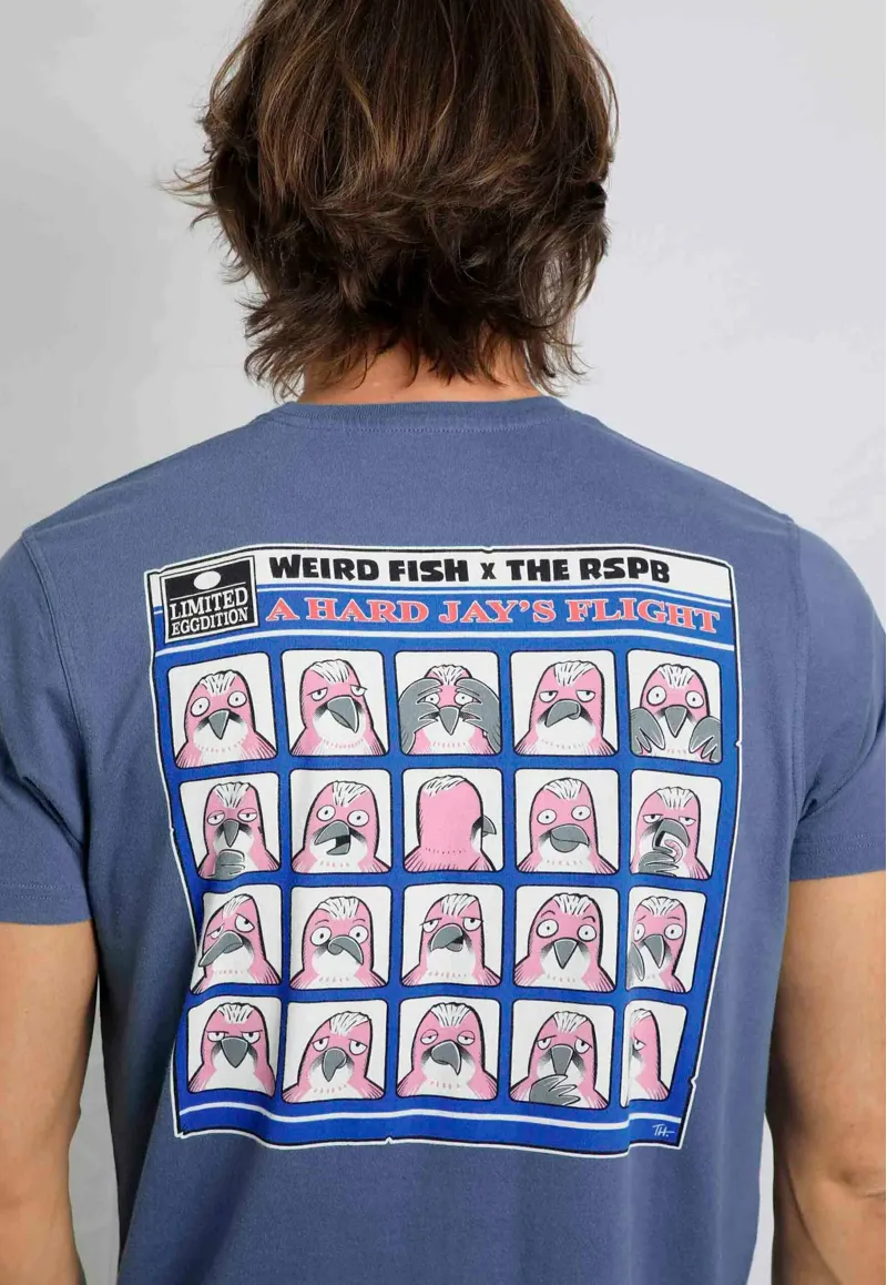 Weird Fish Men's Jay's Flight RSPB Artist Short Sleeve T-Shirt in Blue -1