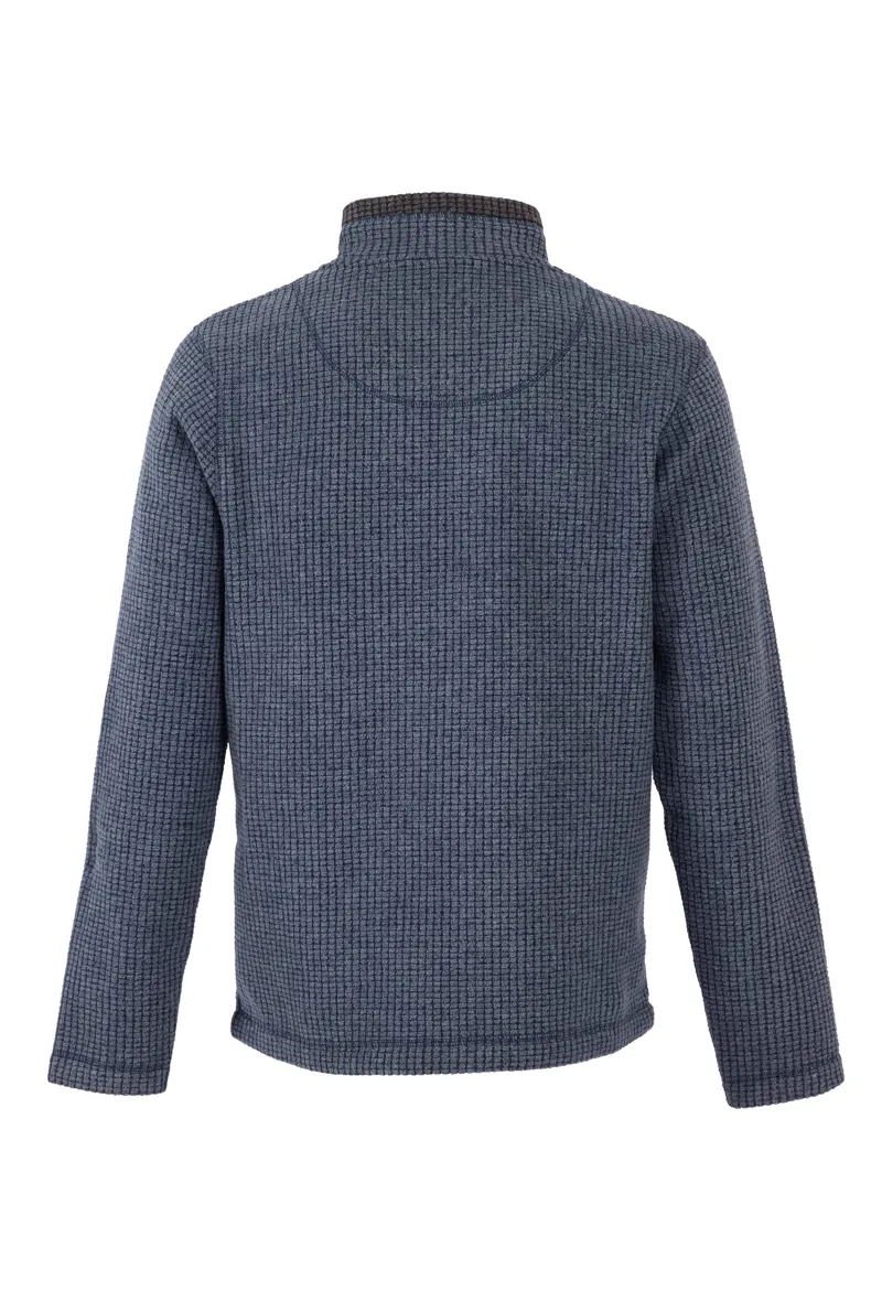 Weird Fish Men's Newark Eco 1/4 Zip Grid Fleece in Navy-1