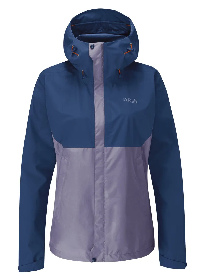 Rab Women's Downpour Eco Jacket in Patriot Blue/Purple Sage