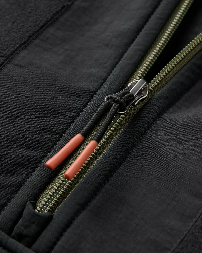 Passenger Men's Woodland 2.0 Hooded 1/2 Zip Recycled Polar Fleece in Black/Khaki-2