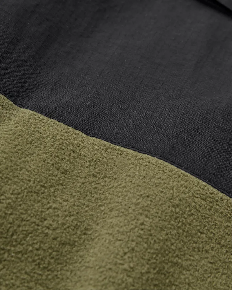 Passenger Men's Woodland 2.0 Hooded 1/2 Zip Recycled Polar Fleece in Black/Khaki-5