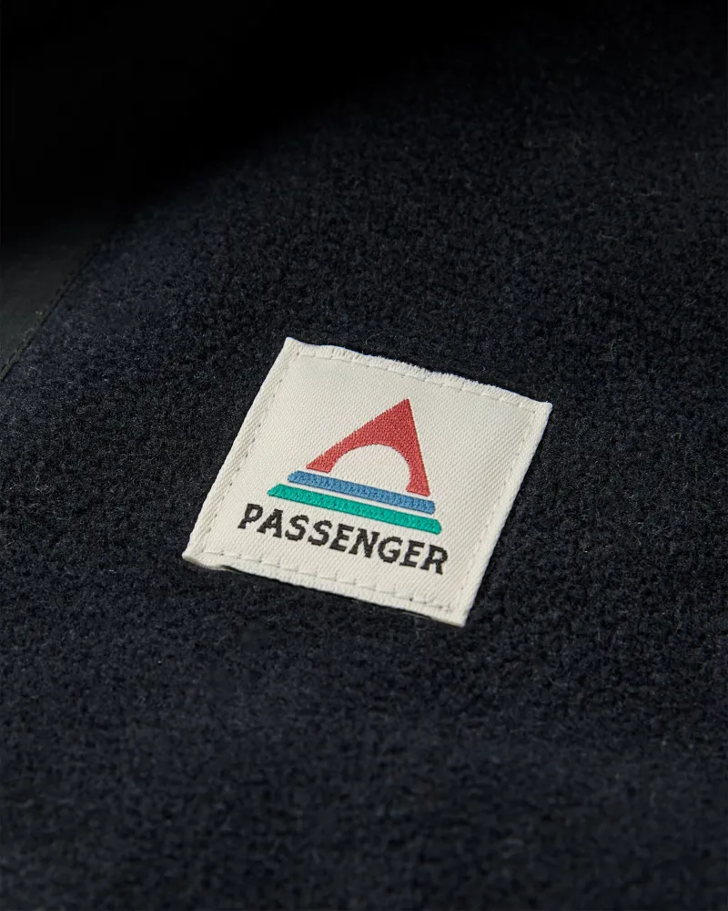 Passenger Men's Woodland 2.0 Hooded 1/2 Zip Recycled Polar Fleece in Black/Khaki-3