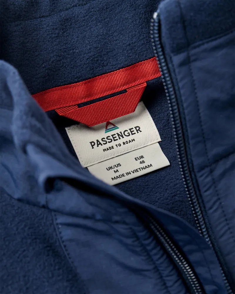 Passenger Men's Woodland 2.0 Hoodless 1/2 Zip Recycled Polar Fleece in Rich Navy/Dark Denim-1