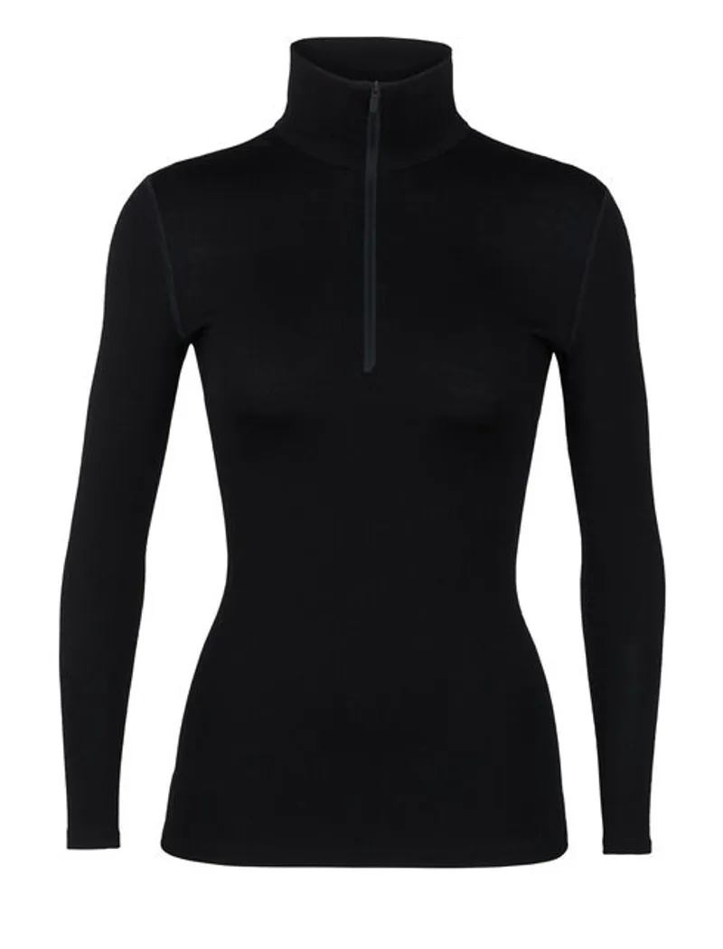 ICEBREAKER WOMENS 175 EVERYDAY LS HALF BLACK