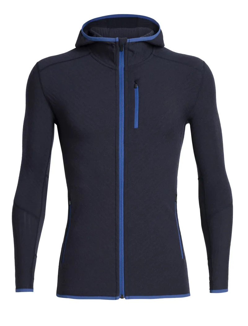 ICEBREAKER MENS DESCENDER LS ZIP HOODY MIDNIGHT/NAVY
