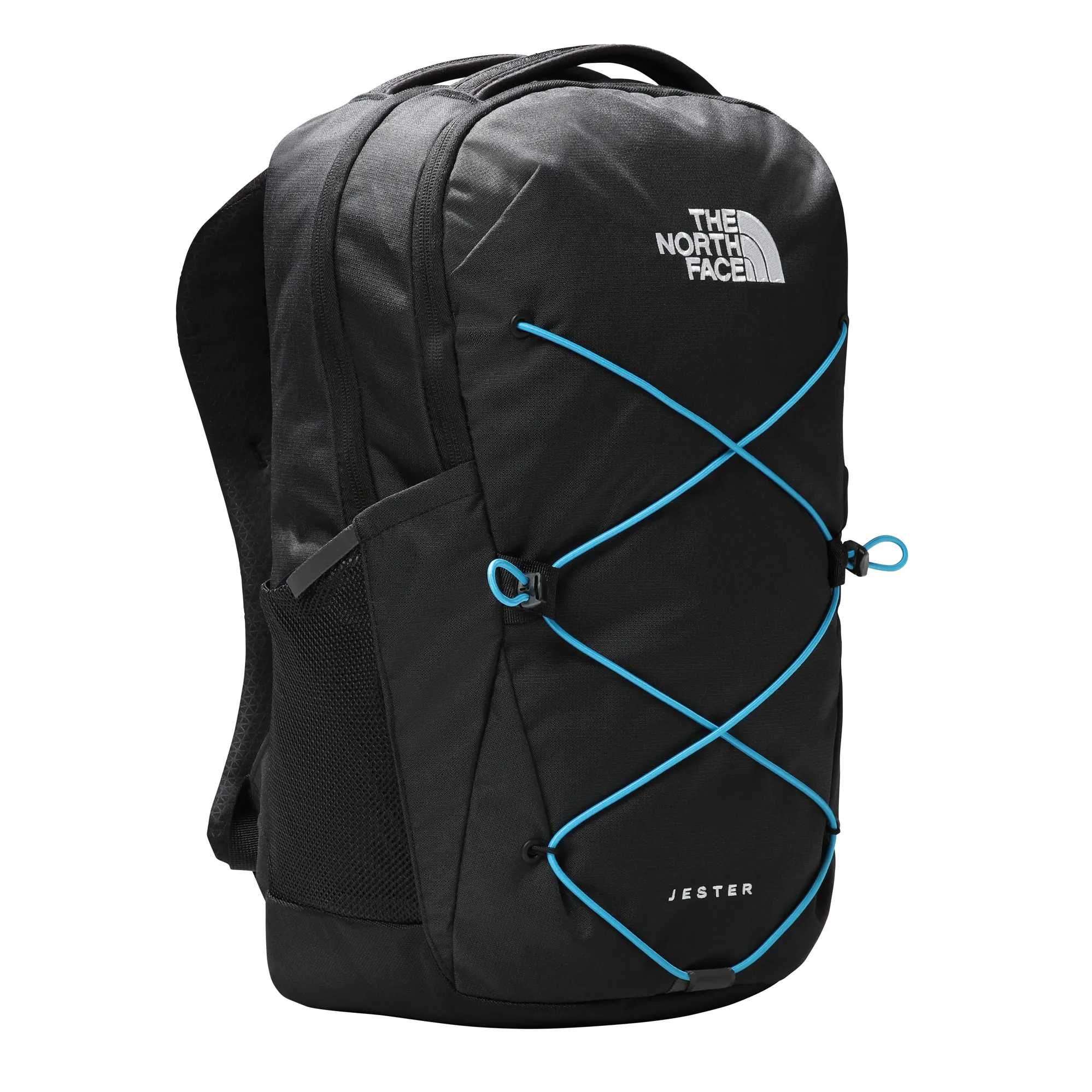 The North Face Jester Backpack in Black Heather/Acoustic Blue The North Face Jester Backpack in Black Heather/Acoustic Blue