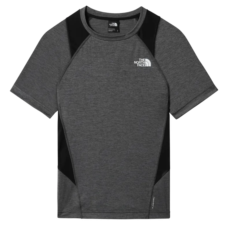 The North Face Men's Athletic Outdoor Glacier Graphic T-Shirt in Asphalt Grey White Heather/TNF Black